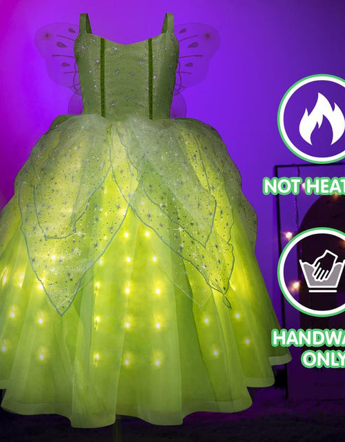 Load image into Gallery viewer, UPORPOR Light up Girls Halloween Costume Fairy Dress &amp; Wings Green Fairy Girls Costume Princess Ball Gown Kids
