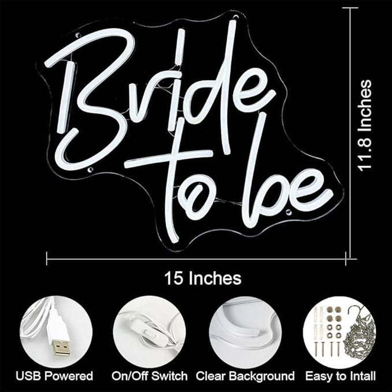 Bride to Be Neon Sign White LED Neon Lights for Bridal Shower Decor Bachelorette Engagement Party Bride to Be Sign for Wedding Neon Light Wall Decor
