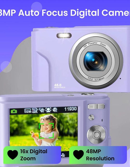 Load image into Gallery viewer, Auto Focus Digital Camera, 1 Count Full HD 1080P/48MP Mini Digital Cameras with 32G Memory Card, Compact Portable Camera, 16X Zoom Digital Camera Pictures For, Photo Camera, Shoot Cameras, Pocket Camera
