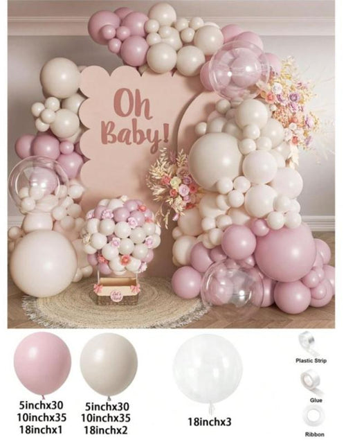 Load image into Gallery viewer, 136PCS Gender Reveal Balloon Arch Kit - Dusty Pink &amp; Fog Blue Balloons, White Sand Balloons, Boho Wedding Decor, Bridal Bear Theme
