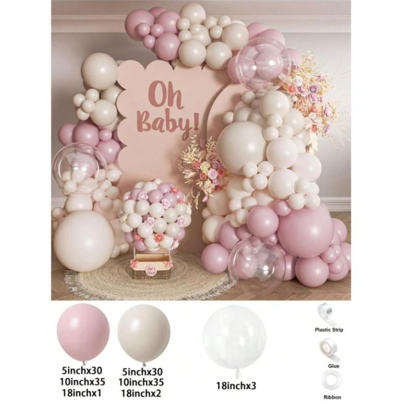 136PCS Gender Reveal Balloon Arch Kit - Dusty Pink & Fog Blue Balloons, White Sand Balloons, Boho Wedding Decor, Bridal Bear Theme