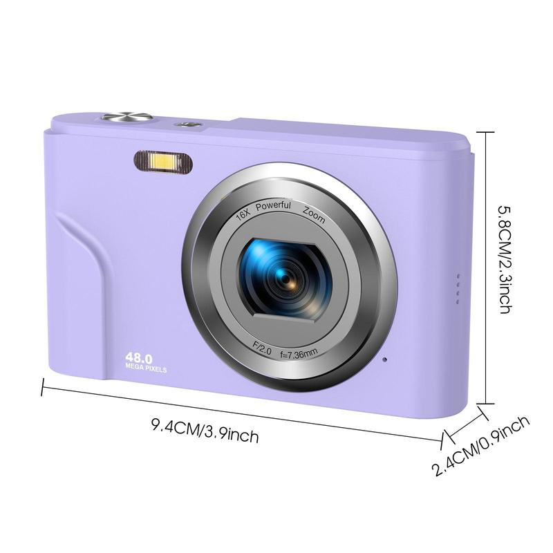 Auto Focus Digital Camera, 1 Count Full HD 1080P/48MP Mini Digital Cameras with 32G Memory Card, Compact Portable Camera, 16X Zoom Digital Camera Pictures For, Photo Camera, Shoot Cameras, Pocket Camera