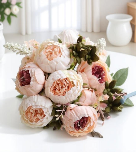 High-Quality Artificial Peony Hydrangea Bouquet Set - Ins Style Wedding, Party & Home Decor, Table Centerpiece for Living/Dining Room, Christmas/Halloween Decor, Mother'S Day Gift - Premium Fake Flowers, Artificial Flower Plant