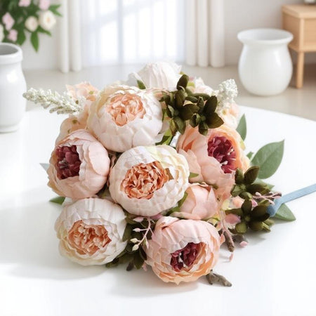 High-Quality Artificial Peony Hydrangea Bouquet Set - Ins Style Wedding, Party & Home Decor, Table Centerpiece for Living/Dining Room, Christmas/Halloween Decor, Mother'S Day Gift - Premium Fake Flowers, Artificial Flower Plant