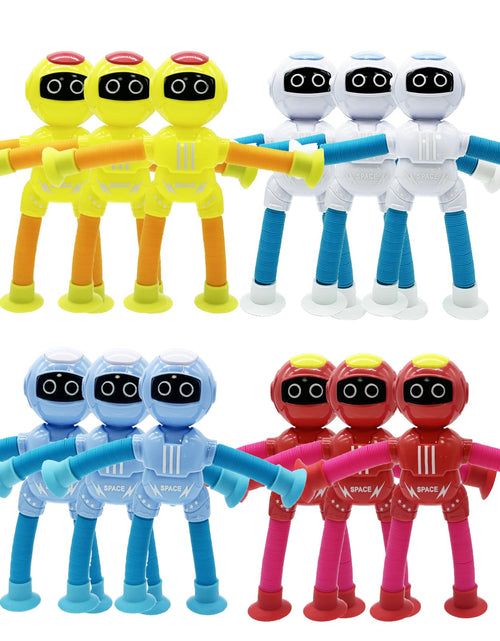 Load image into Gallery viewer, Shape Changing Spaceman Robot Toy Suction Cup ToysTelescopic Pop Tubes Fidget ToysAutism Sensory Toys for Kid Boys 48pcs
