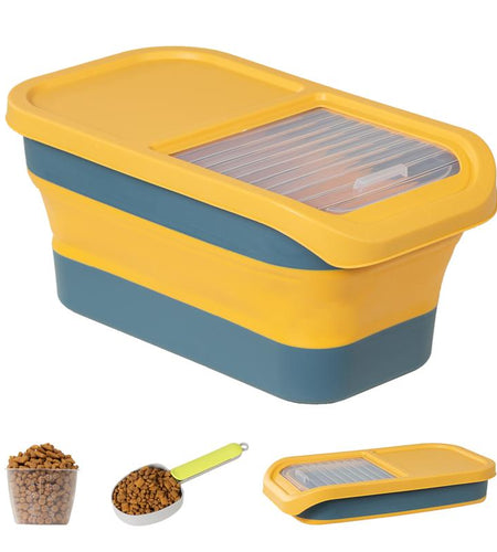 10-13Lbs Dog Food Storage Container, Folding Pet Food Container with Lids, Scoop and Measuring Cup, Pet Food Storage Containers Dry Food for Dog, Cats and Other