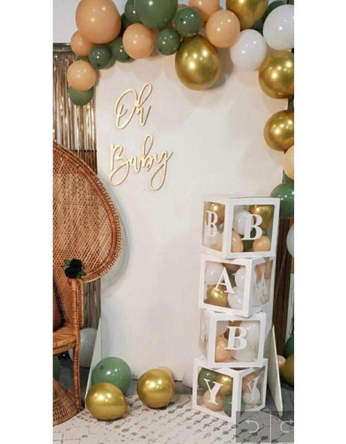Load image into Gallery viewer, White Transparent BABY Boxes for Baby Shower, Baby Shower Decorations, Gender Reveal, Balloon BABY Shower Boxes, Baby Shower Photo Prop
