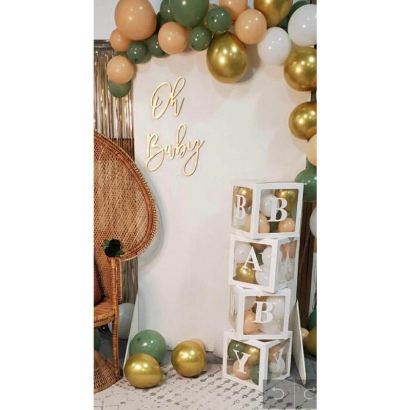 White Transparent BABY Boxes for Baby Shower, Baby Shower Decorations, Gender Reveal, Balloon BABY Shower Boxes, Baby Shower Photo Prop