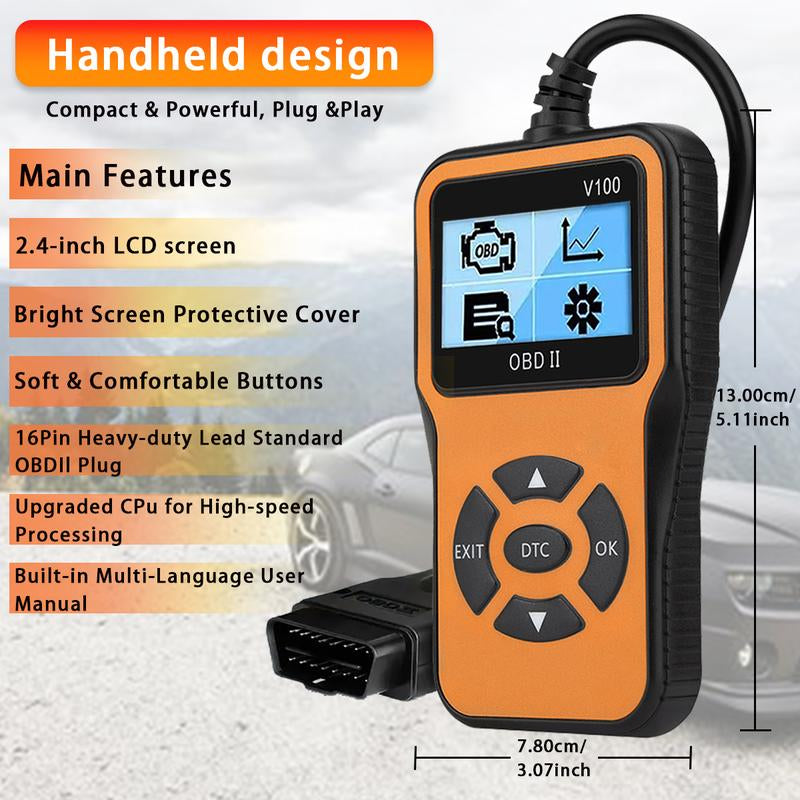 Advanced V100 OBD2 Scanner - Automotive Engine Diagnostic Tool, EOBD Car Check Engine Code Reader, OBD2 Auto Diagnostic Scan Instrument