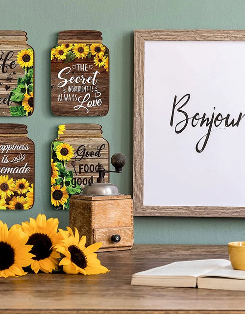 Load image into Gallery viewer, 4 Pcs Mason Jar Wall Decor Wooden,Kitchen Rustic Home Decor Inspirational Kitchen Decor Hanging Farmhouse Kitchen Signs Wall Decor for Home Decor
