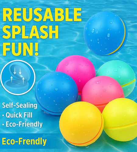 Reusable Water Balloons for Kids, Eco-Friendly Water Balloons with Mesh Bag, Chemical-Free, Summer Pool Beach Toys Summer Water Fun for Outdoor Games, Outdoor Water Game Toys for Teens and Adults, Self-Sealing Bombs Splash Balls, Quick-Fill Magnetic Ball