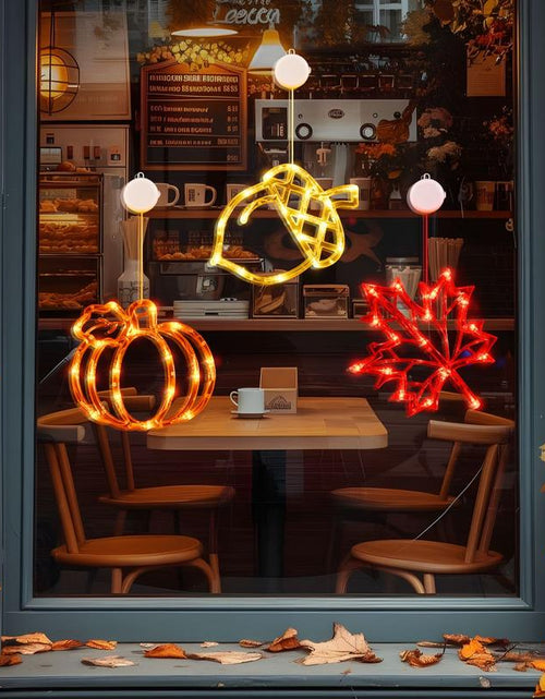 Load image into Gallery viewer, Lolstar Fall Decor Window Lights 2025 Thanksgiving Decorations Acorn Maple Leaves Pumpkin LED Lights with Suction Cups Battery Operated(Exclusive) Slow Fade Mode Timer Autumn Decorations for Home
