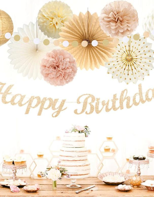 Load image into Gallery viewer, Boho Birthday Party - Decorations 21Pcs Autumn Neutral Retro Happy Banner, Girl Sweet Peach Paper Streamers Lanterns, Rustic Backdrop Decor Set Cozy
