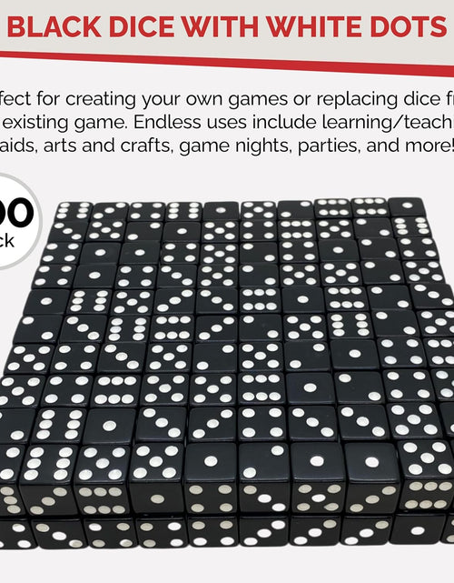 Load image into Gallery viewer, D6 Standard 16 Mm Opaque Dice with Pip Dots - 200 Pack - Black
