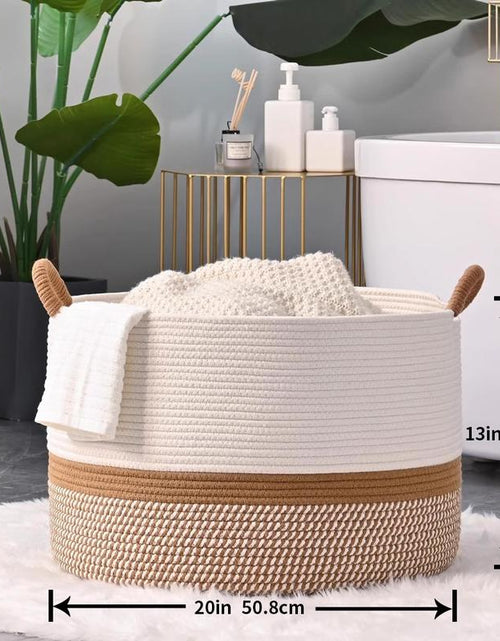 Load image into Gallery viewer, Large Cotton Rope Storage Basket | Durable Pet-Friendly Organizer with Handles | Woven Multi-Purpose Basket for Home &amp; Pet Toys Laundry Room
