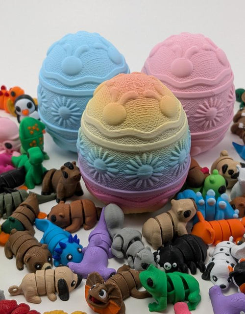 Load image into Gallery viewer, Easter Minis &amp; Containers- Easter Themed Articulating 3D Printed Collectible Figurines - Easter Gift - Rainbow Egg &amp; Easter Basket
