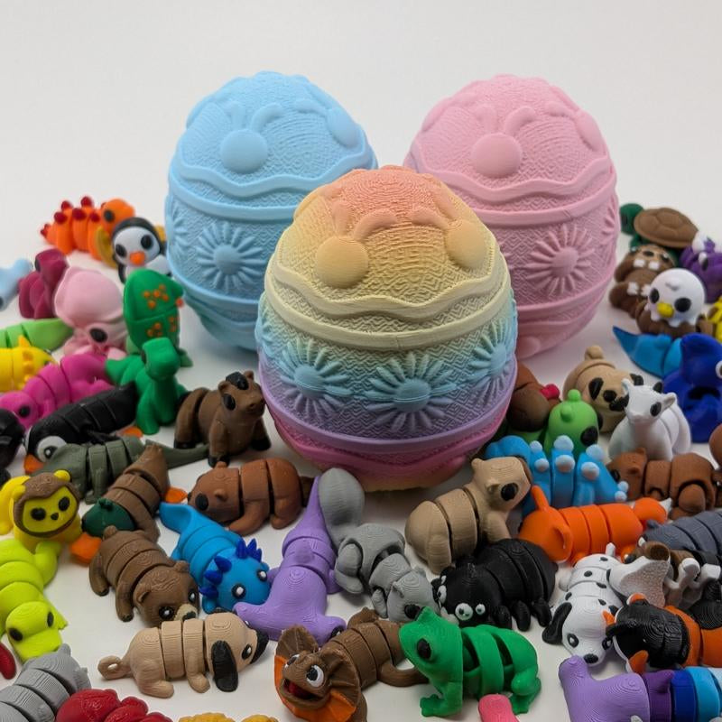 Easter Minis & Containers- Easter Themed Articulating 3D Printed Collectible Figurines - Easter Gift - Rainbow Egg & Easter Basket
