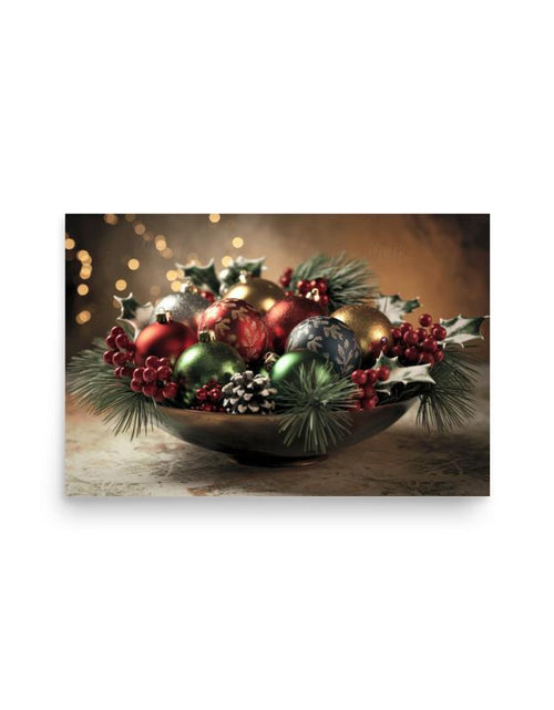 Load image into Gallery viewer, Elegant Christmas Ornament Wall Art Poster - High Quality Holiday Décor Physical Decoration, Aesthetic Holly Ornament Print Picture Unframe
