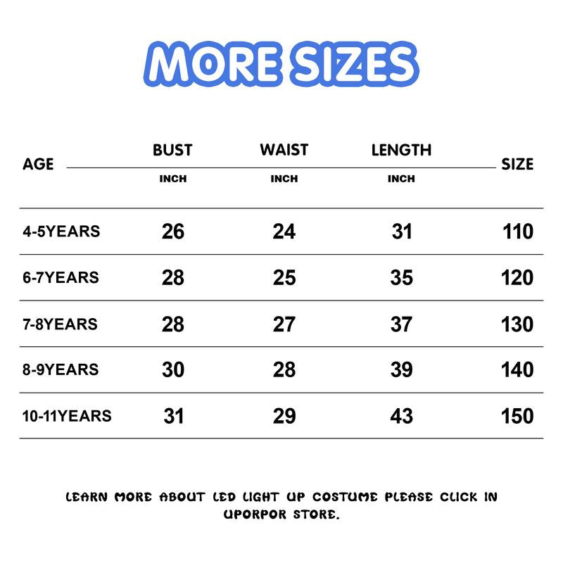 UPORPOR Light up Princess Dress for Girls Halloween Cosplay Costume Blue Princess Dress up Kids Outfit for Birthday Christmas Party