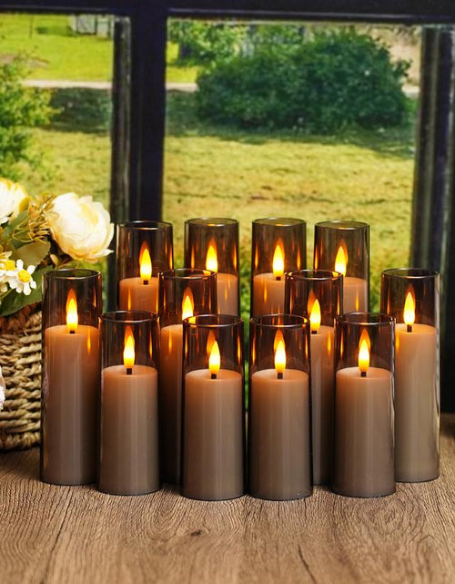 Load image into Gallery viewer, 12 Pcs Flameless Candles, Battery Required, LED Candles with Remote Control Timer, Party Wedding Decor, Halloween, Christmas Decorations, Lighting

