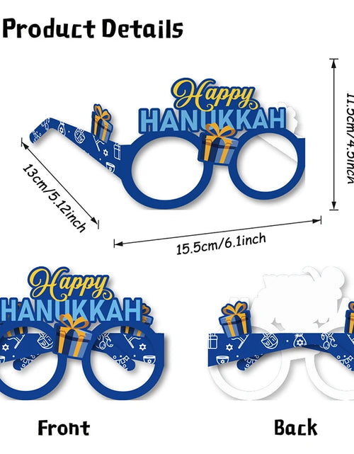 Load image into Gallery viewer, 8Pcs Hanukkah Party Paper Glasses Props Interesting Holiday Glasses Frames Hanukkah Party DIY Photo Booth Props Glasses Decorate
