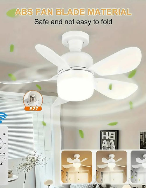 Load image into Gallery viewer, Socket Ceiling Fan Light with Remote Control, E27 Base Dimmable LED Energy Saving Lamp, 3 Levels Dimming, Suitable for Bedroom, Living Room, Kitchen
