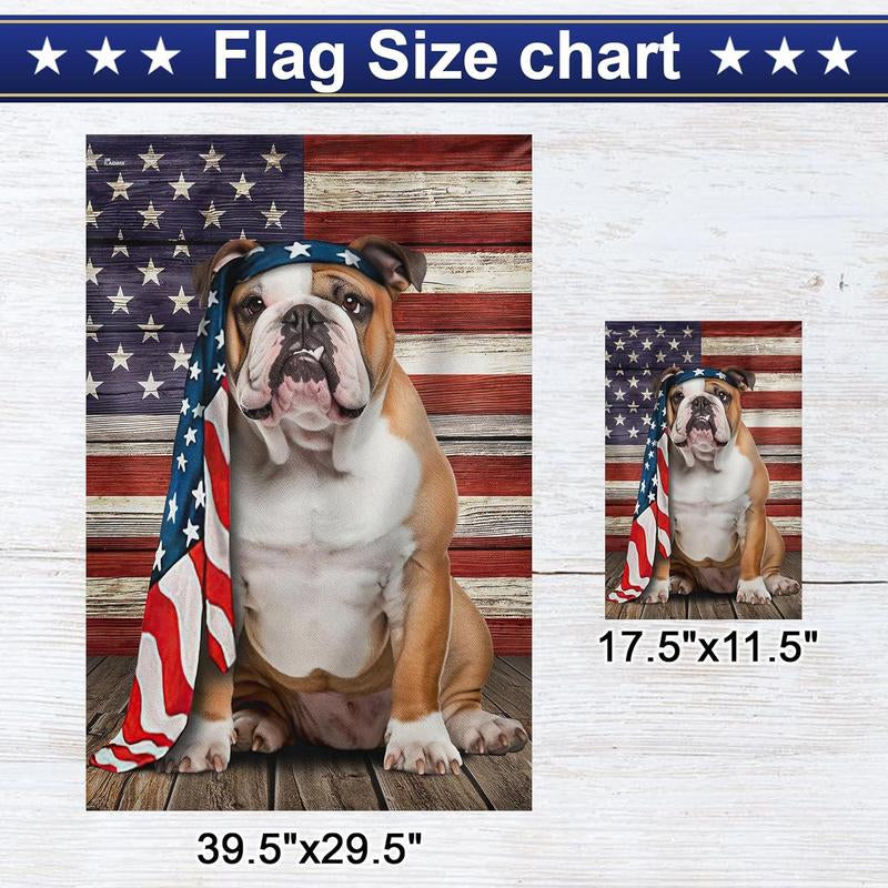 FLAGWIX English Bulldog House Flags, Dog Decor American Flag - 4Th of July Decorations for Home, Yard, House Flag - Patriotic Dog Decor, Double Sided, Heavy Duty Canvas Flag Indoor Outdoor