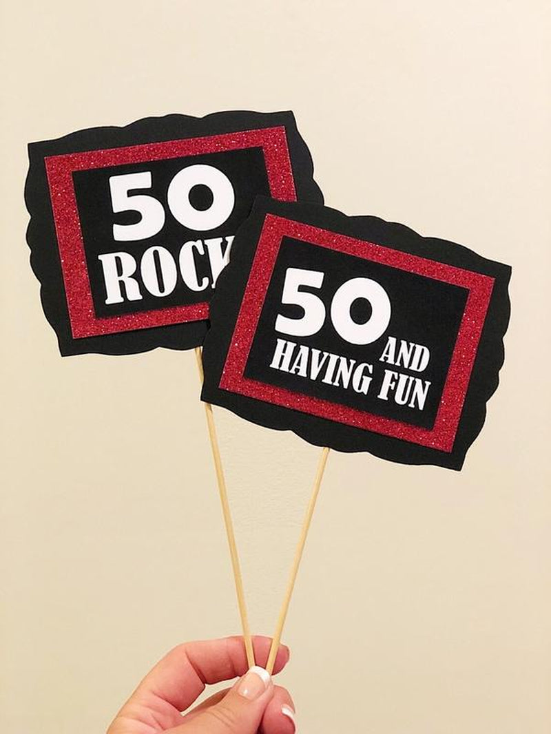 50Th Birthday Party Decorations, Party Table Centerpieces, 50Th Birthday Floral Picks