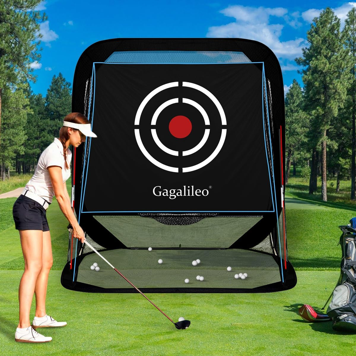 Golf Pop-Up Hitting Cage: 8X7X7Ft Practice Net with Target Portable Backyard Garage Training for Driving Chipping Swing Beginners & Golf Enthusiasts