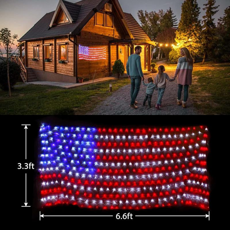 Super Larger Size American Flag Lights, July 4Th Patriotic Lights with Ultra-Bright 420 LED, Waterproof Led Flag Net Light of USA, 4Th of July Decor Independence Day Memorial Day