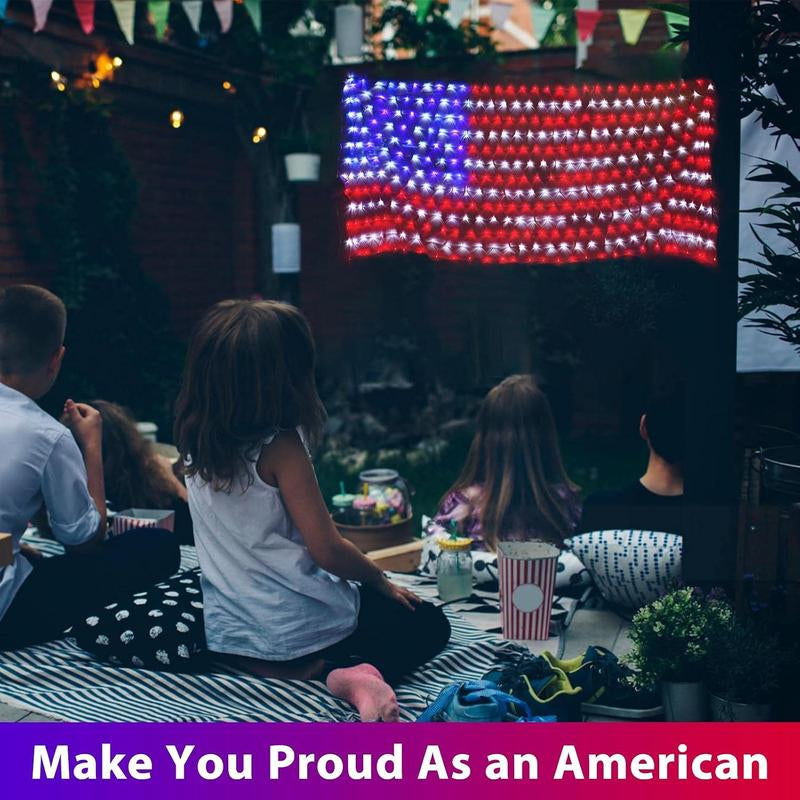 Super Larger Size American Flag Lights, July 4Th Patriotic Lights with Ultra-Bright 420 LED, Waterproof Led Flag Net Light of USA, 4Th of July Decor Independence Day Memorial Day