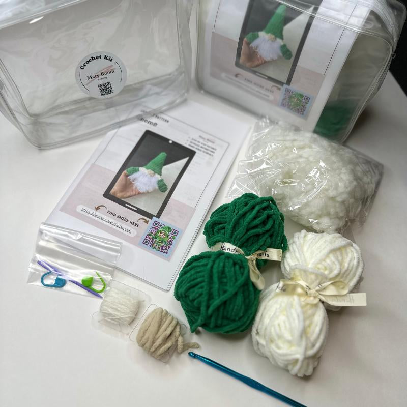 New Year DIY Crochet Kit: Beginner-Friendly Amigurumi Gnome Pattern for Christmas Ornaments and Unique Holiday Decor Handmade Gift Idea