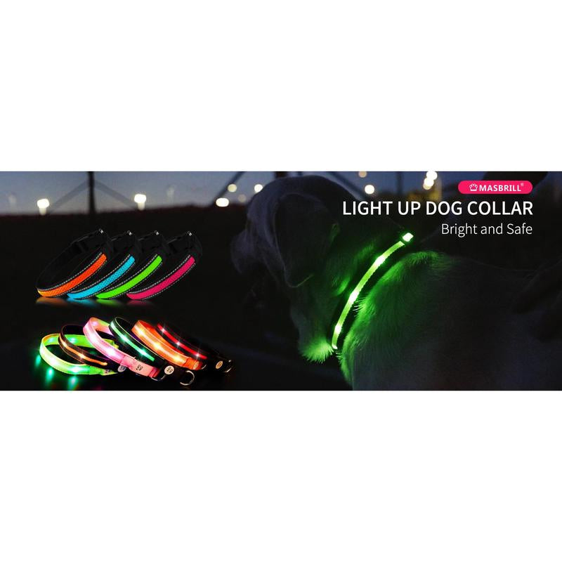 MASBRILL Dog Collar Luminous Pet Supplies Dog Collar Waterpoof Safety Collars