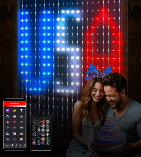 400 Leds Curtain Lights, 100+ Scenes RGB Color Changing String Lights, Smart DIY 4Th of July Lights Bluetooth App Control with Music Sync for Indoor Outdoor Bedroom Party Window Decor Design Christmas Halloween Decor Wedding Graduation Leis