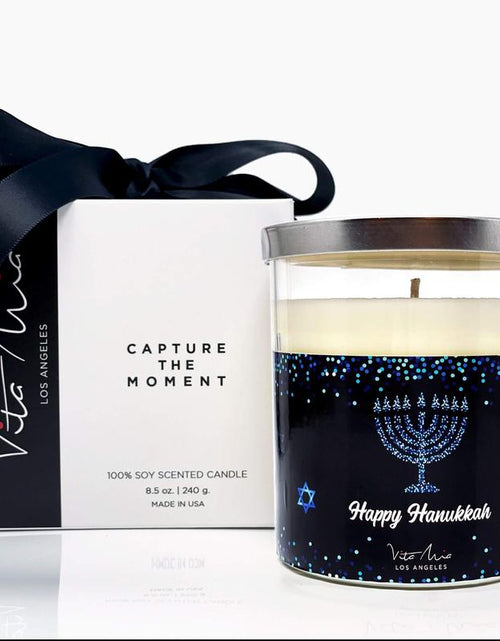 Load image into Gallery viewer, Happy Hanukkah Candle Decor Gift Glass Bean Coconut
