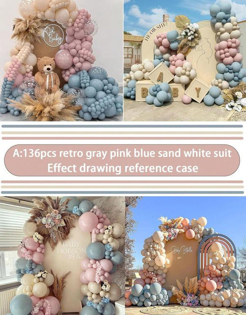 Load image into Gallery viewer, 136PCS Gender Reveal Balloon Arch Kit - Dusty Pink &amp; Fog Blue Balloons, White Sand Balloons, Boho Wedding Decor, Bridal Bear Theme
