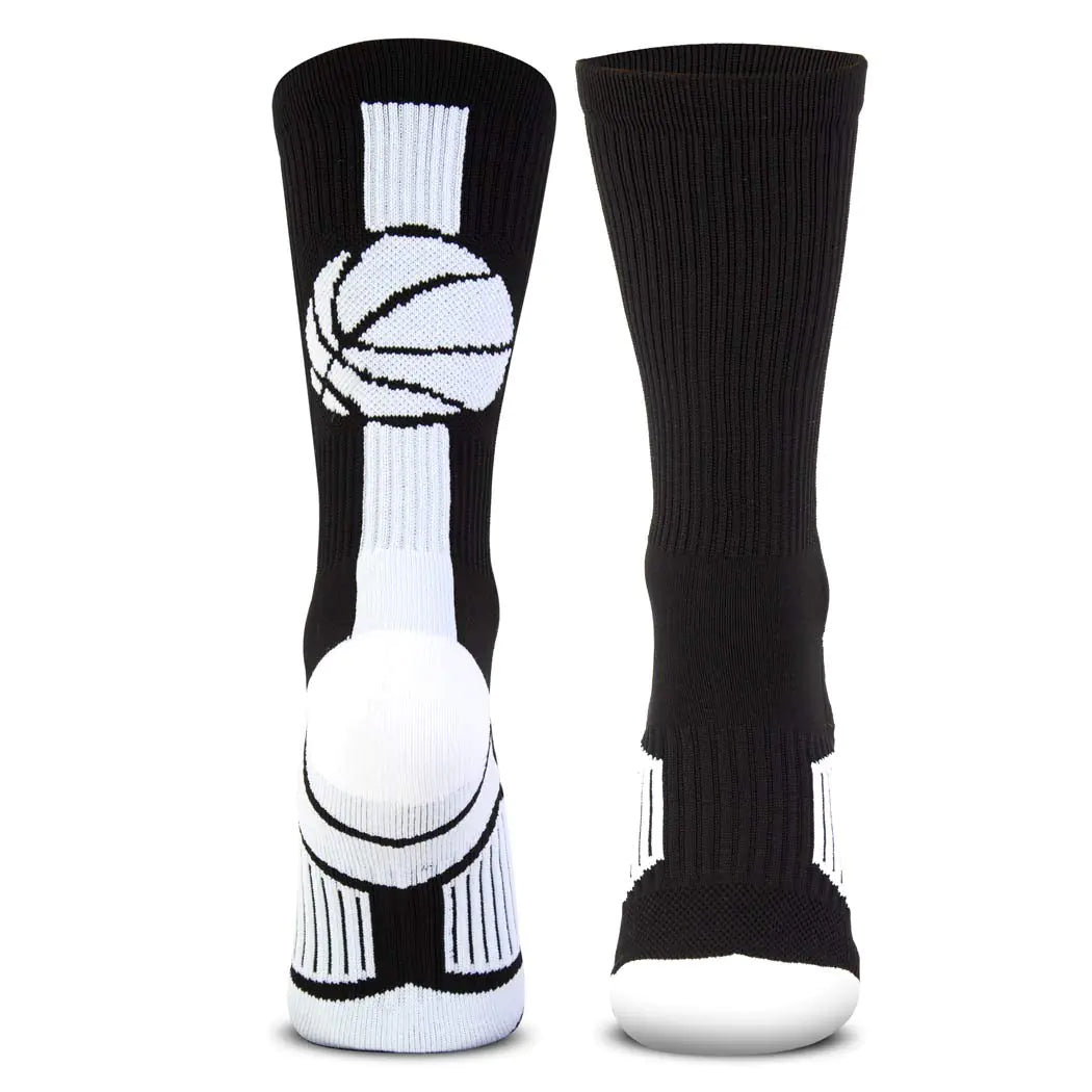 ChalkTalkSPORTS Basketball Performance Crew Socks - Basketball Superelite - Black & White - Basketball Mid-Calf Socks - Adult
