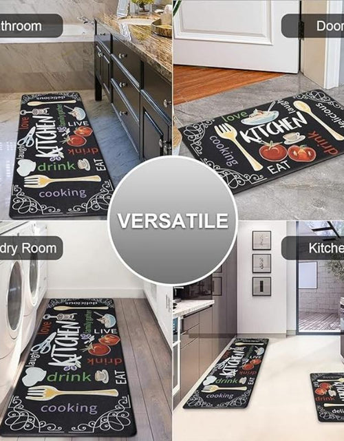 Load image into Gallery viewer, Cutlery Pattern Kitchen Mat, 2 Counts/Set Non-Slip Kitchen Rug, Room Decor Waterproof Kitchen Floor Mat, Washable Kitchen Rugs, Kitchen Decoration, Home Decor
