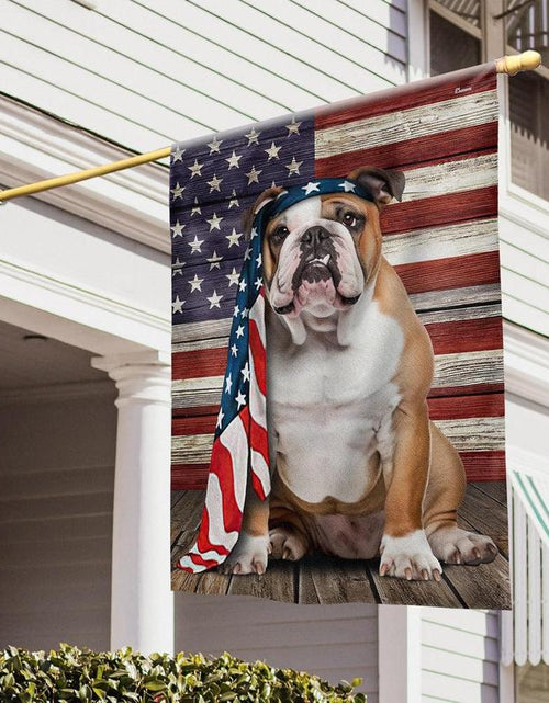 Load image into Gallery viewer, FLAGWIX English Bulldog House Flags, Dog Decor American Flag - 4Th of July Decorations for Home, Yard, House Flag - Patriotic Dog Decor, Double Sided, Heavy Duty Canvas Flag Indoor Outdoor
