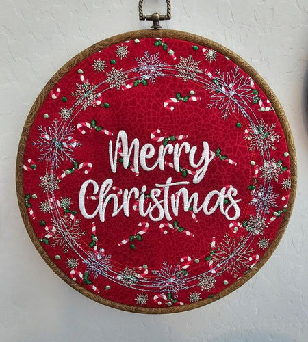 Merry Christmas Embroidery Wreath Wall Hanging