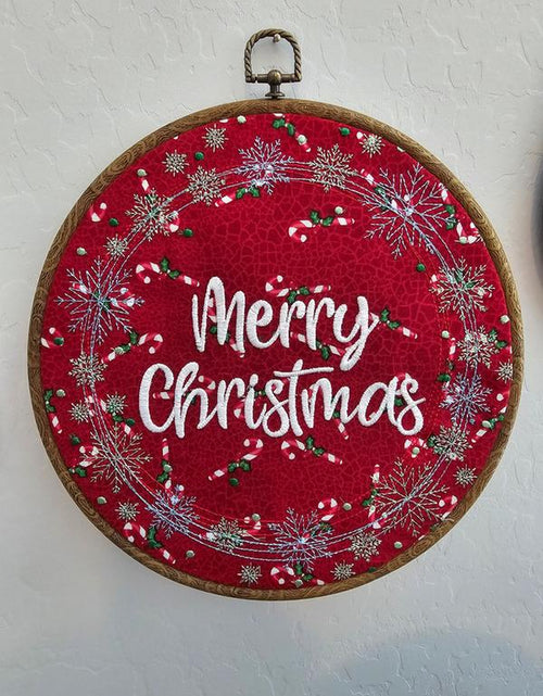 Load image into Gallery viewer, Merry Christmas Embroidery Wreath Wall Hanging
