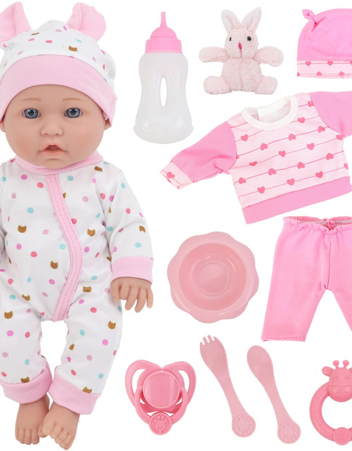 Load image into Gallery viewer, ZITA ELEMENT 12 Inch Baby Doll Playset with Doll Clothes and Accessories Includes Doll Clothes Rabbit Toy Nipple Feeding Set for New Born Baby Doll Baby Doll for Toddlers 3 Ages and Up
