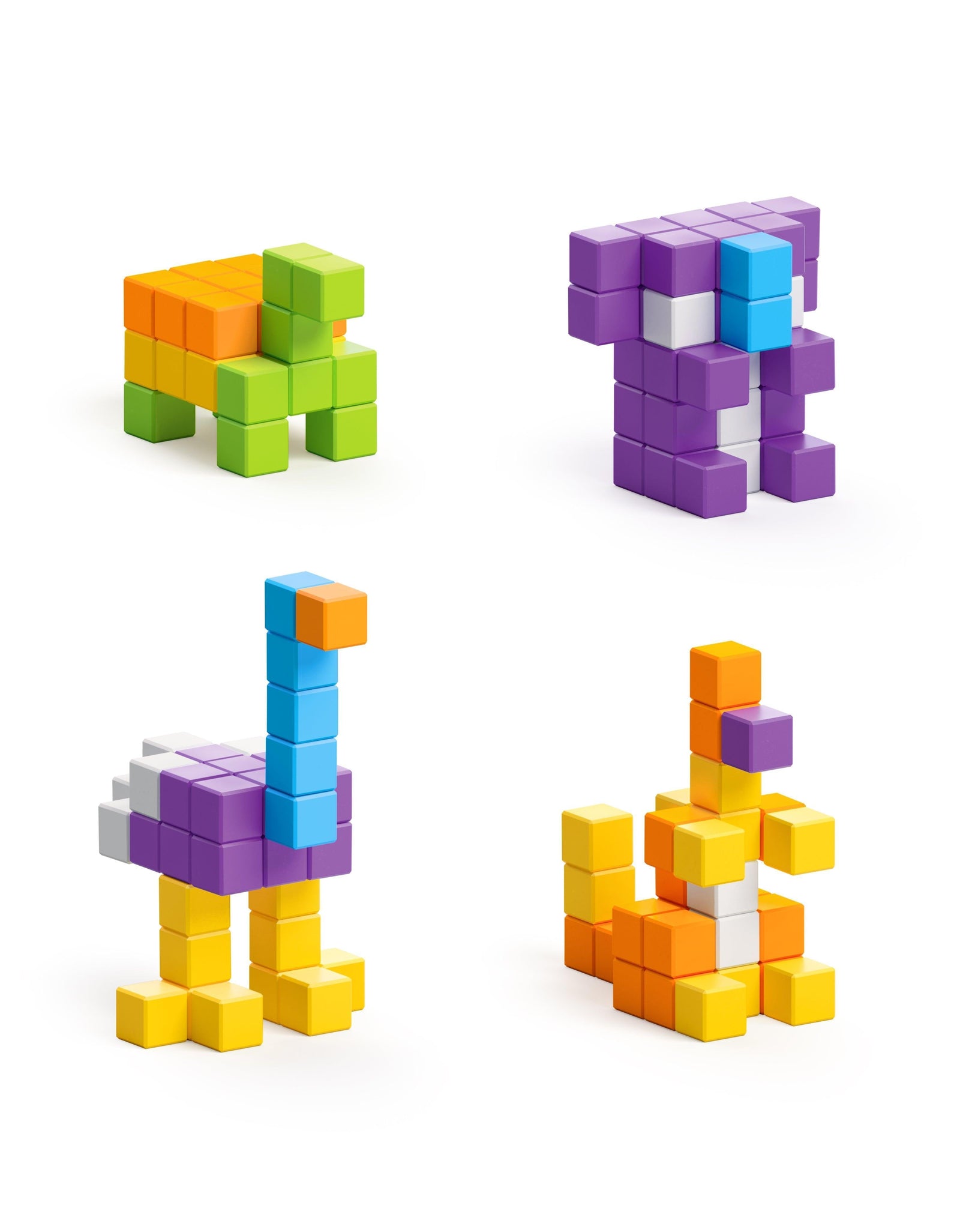 PIXIO Mini Safari 137 Magnetic Blocks in 6 Colors and Free Mobile App for Design