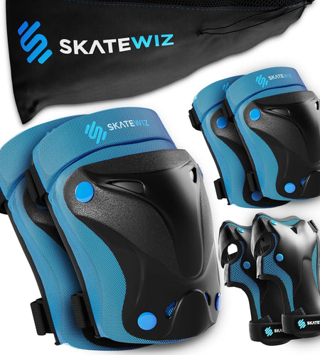 Knee Pads for Kids - Knee and Elbow Pads Set - PROTECT-1 - Size S Blue - Wrist Guards Skating Protective Gear, Skateboard, Roller Skate, Ice Skates for Kids