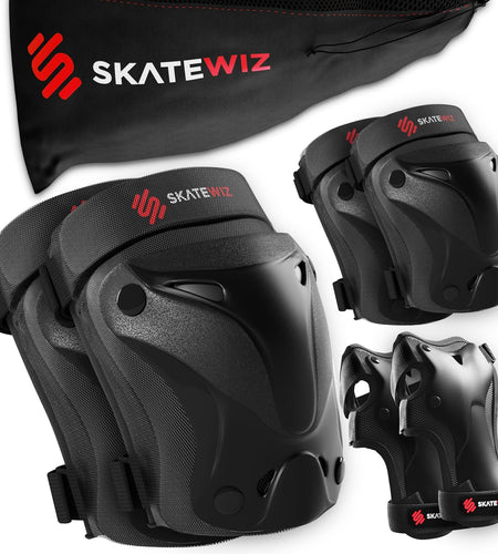 Knee Pads for Kids - Knee and Elbow Pads Set - PROTECT-1 - Size S Black - Wrist Guards Skating Protective Gear, Skateboard, Roller Skate, Ice Skates for Kids