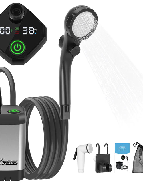 Load image into Gallery viewer, WADEO Portable Shower for Camping 6000mAh Outdoor Electric Shower Rechargeable Pump with Intelligent Digital Display Camping Shower Head Nozzle for Camping Hiking Traveling Washing
