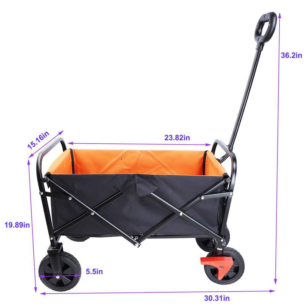 9.63 Cu. Ft. Metal Mini Portable Beach Trolley Garden Cart, Camping Foldable Folding Wagon for Outdoor/Park/Shopping