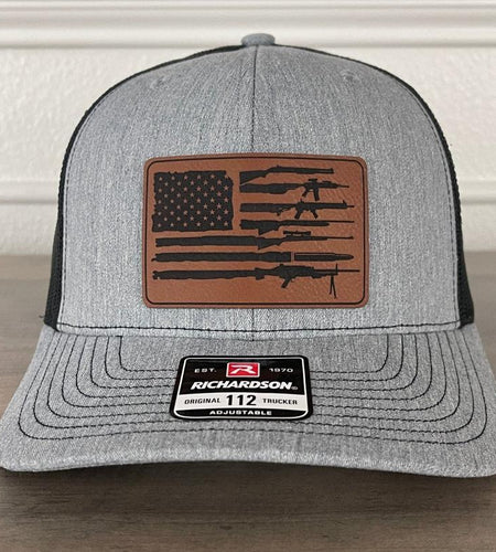 American Flag 2Nd Amendment Patriotic Leather Patch Hat