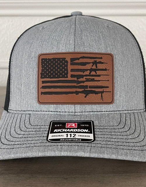 Load image into Gallery viewer, American Flag 2Nd Amendment Patriotic Leather Patch Hat
