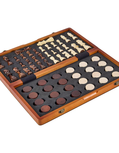 Load image into Gallery viewer, 2 Queens Portable Travel Gift Chess Set for Tournament Professional Beginner 15 Inch 2-IN-1 Chess Checkers Game Set,
